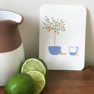 Carte postale illustrée d'un citronnier