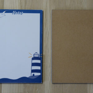 Petit bloc-notes bleu illustré d'un phare