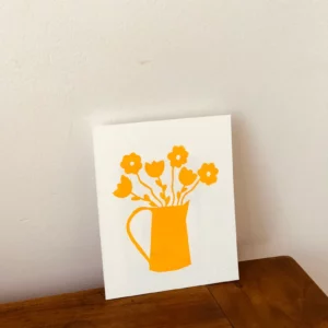 Mini linogravure d'un bouquet en jaune