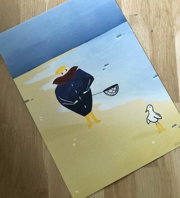 Illustration gravée " Le Marin et La Mouette"
